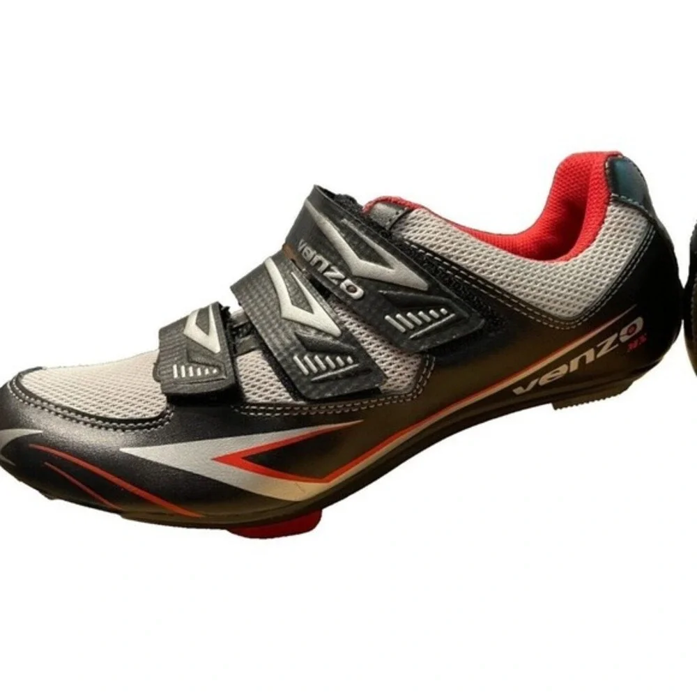 Venzo‎ Bicycle Shoes and Pedals BXRoads 42 UK size 7 US 8 Black & Red Road Bike